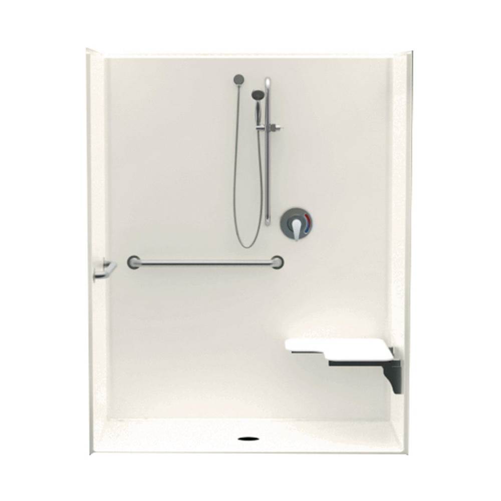 Aquatic 16030BFSC 60 x 30 AcrylX Alcove Center Drain One-Piece Shower in Biscuit