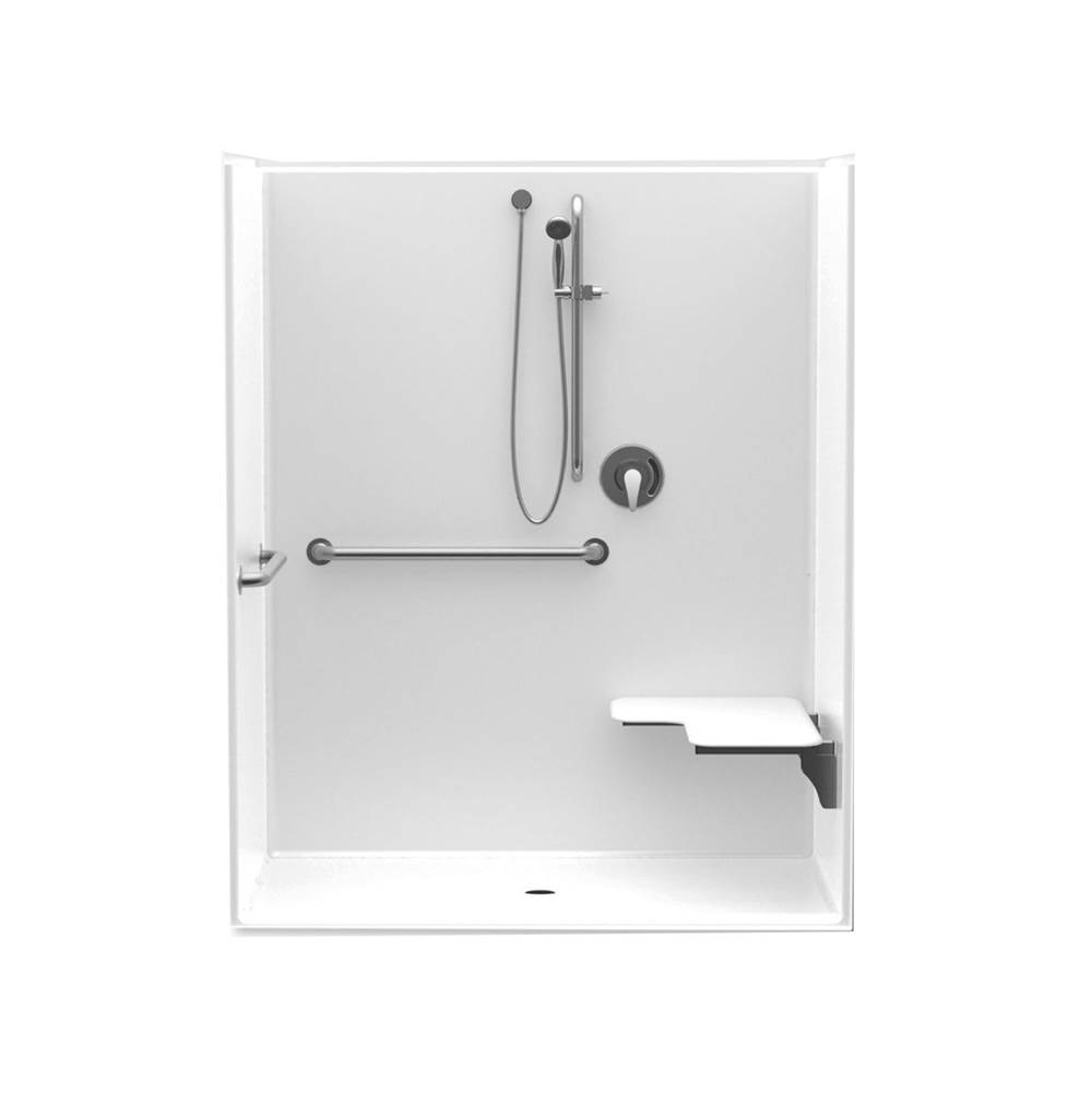 Aquatic 1603BFSD 60 x 34 AcrylX Alcove Center Drain One-Piece Shower in White