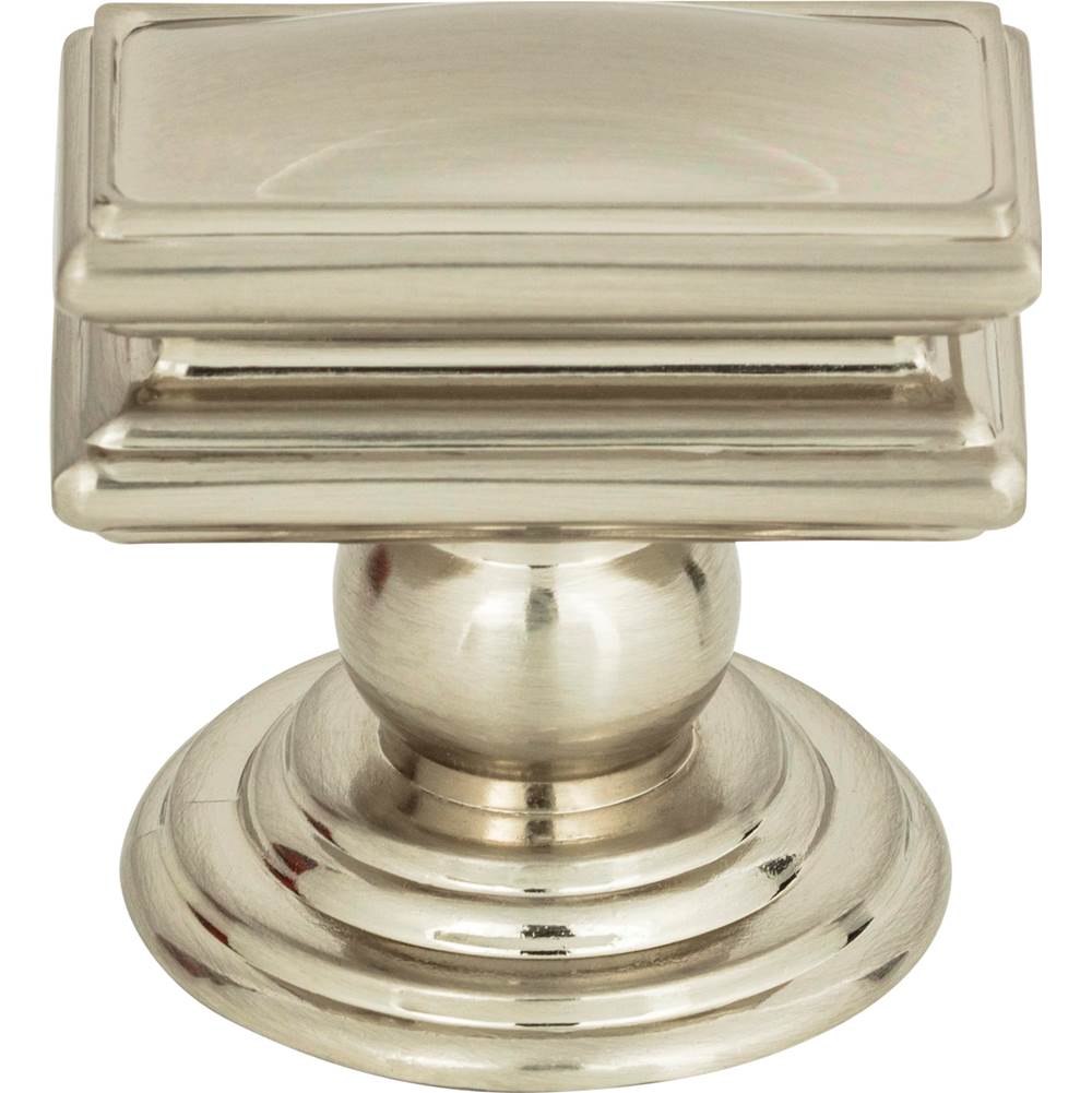 Atlas Campaign Rectangle Knob 1 1/2 Inch Brushed Nickel