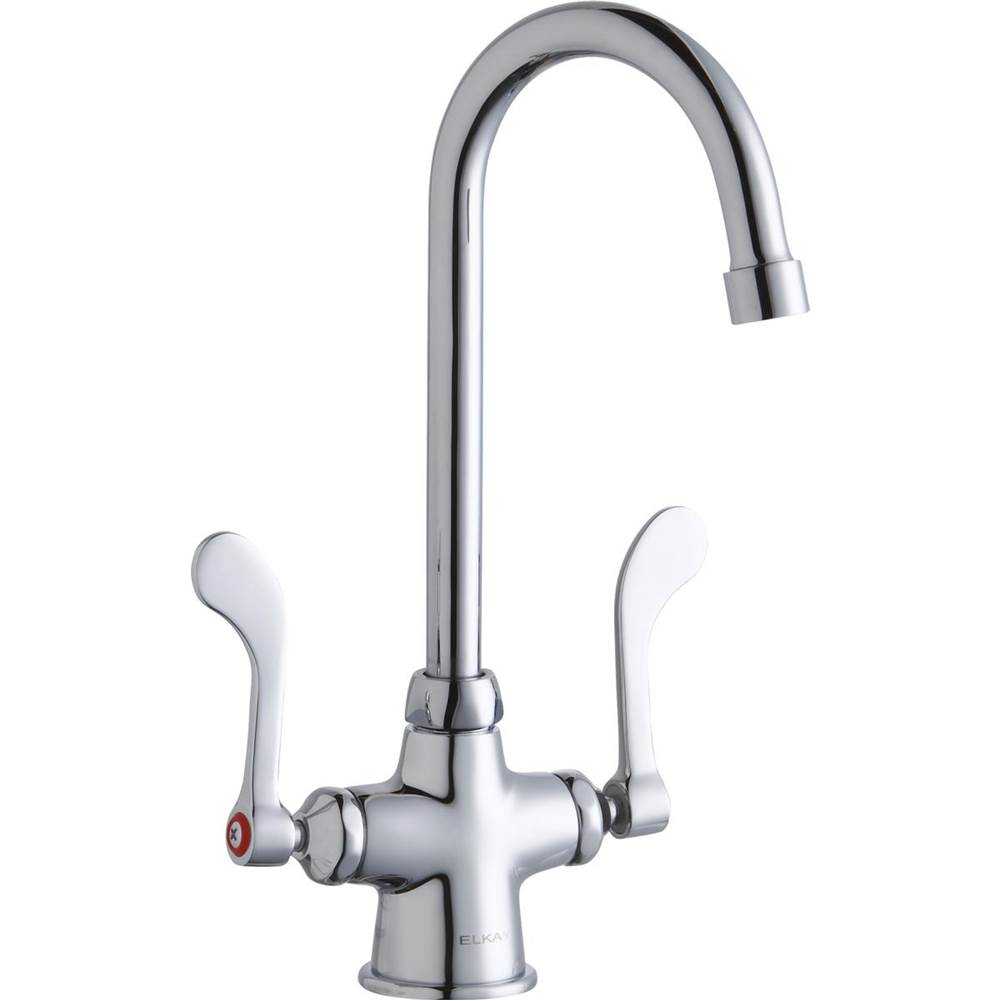 Elkay Single Hole with Concealed Deck Faucet with 5'' Gooseneck Spout 4'' Wristblade Handles Chrome