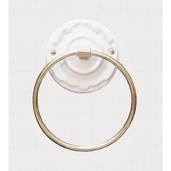 Herbeau ''Charleston'' 6''-inch Towel Ring in Rouen Marly, Weathered Brass