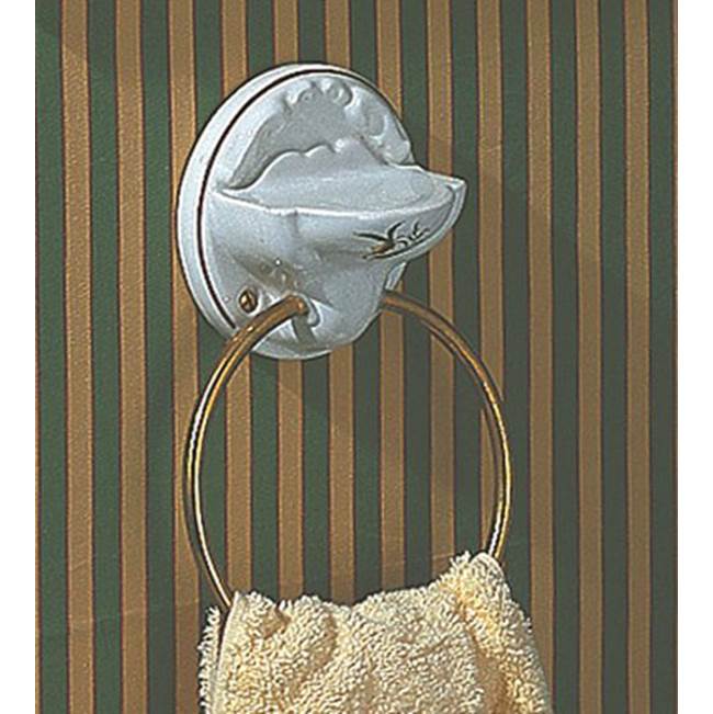 Herbeau Towel Ring / Soap Dish in Romantique, Polished Brass