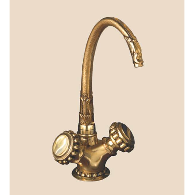 Herbeau ''Pompadour'' Single-Hole Lavatory Set without  1 1/4'' pop-up drain assembly in Weathered Brass