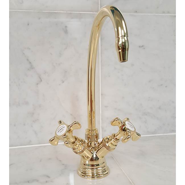 Herbeau ''Royale'' ''Verseuse'' Deck Mounted Mixer in Polished Brass