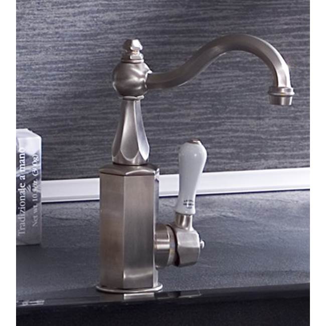 Herbeau ''Monarque'' Single Lever Mixer With Ceramic Cartridge in White Handle, Polished Brass
