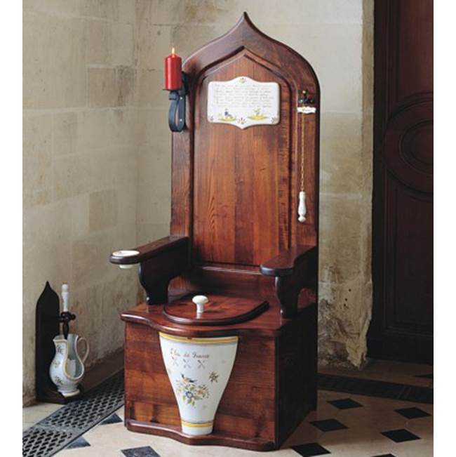 Herbeau ''Dagobert'' Wooden Toilet Throne in Solid Ash with Full Set of Accessories in Romantique
