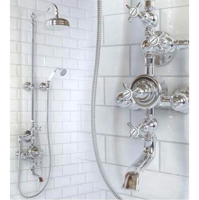 Herbeau ''Royale'' Exposed Thermostatic Tub and Shower Set in Old Silver