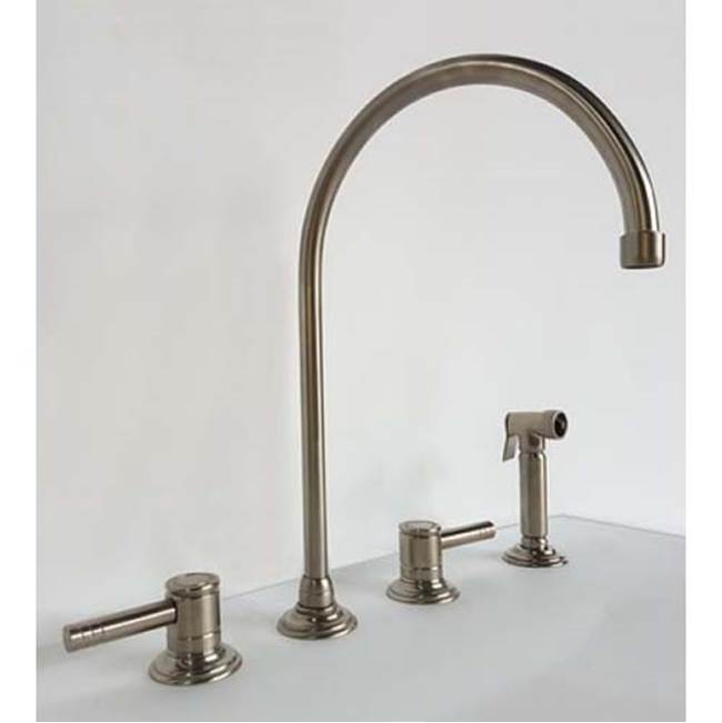 Herbeau ''Lille'' 4-Hole Deck Mounted Kitchen Mixer with Handspray in Brushed Nickel