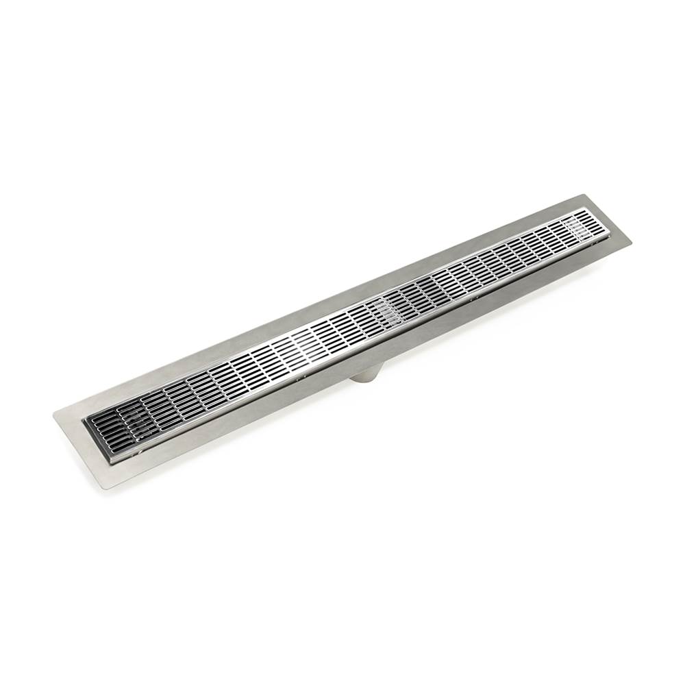Infinity Drain 60'' FF Series Complete Kit with 2 1/2'' Perforated Slotted Grate in Polished Stainless