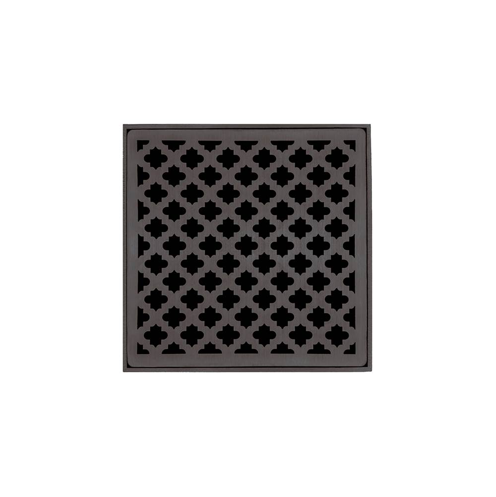 Infinity Drain 5'' x 5'' Strainer with Moor Pattern Decorative Plate and 2'' Throat in Oil Rubbed Bronze for MD 5
