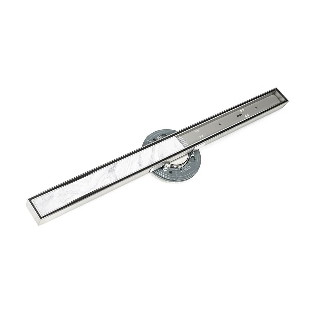 Infinity Drain 60'' S-Stainless Steel Series High Flow Complete Kit with Tile Insert Frame in Polished Stainless with ABS Drain Body, 3'' Outlet