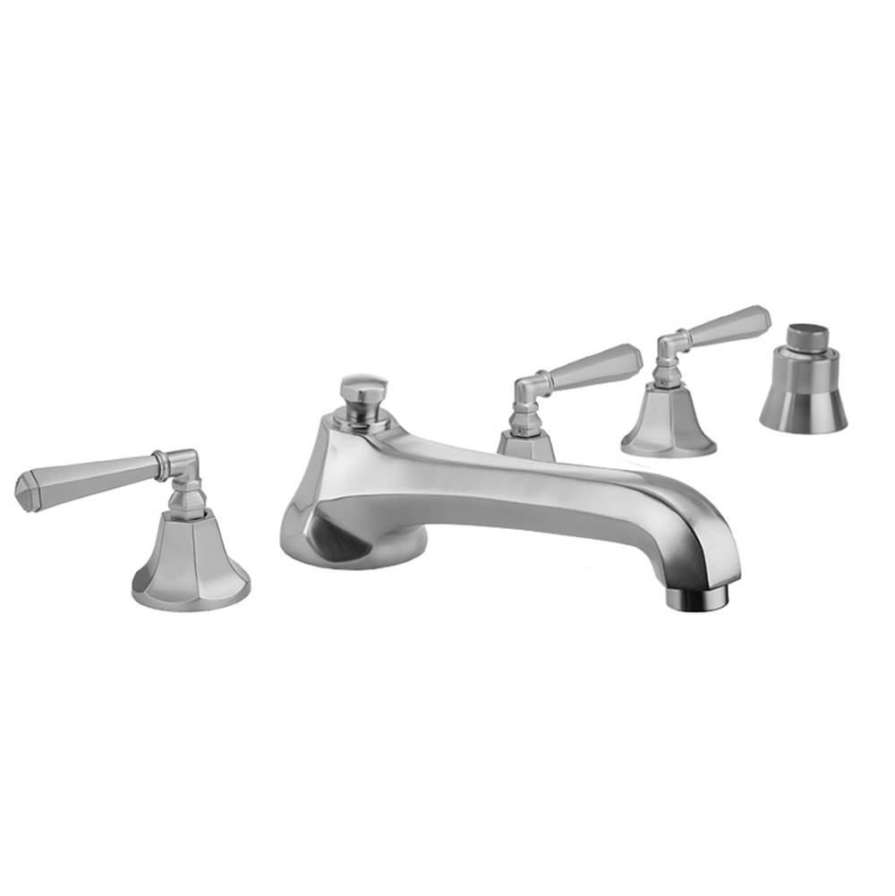 Jaclo Astor Roman Tub Set with Low Spout and Hex Lever Handles and Straight Handshower Mount