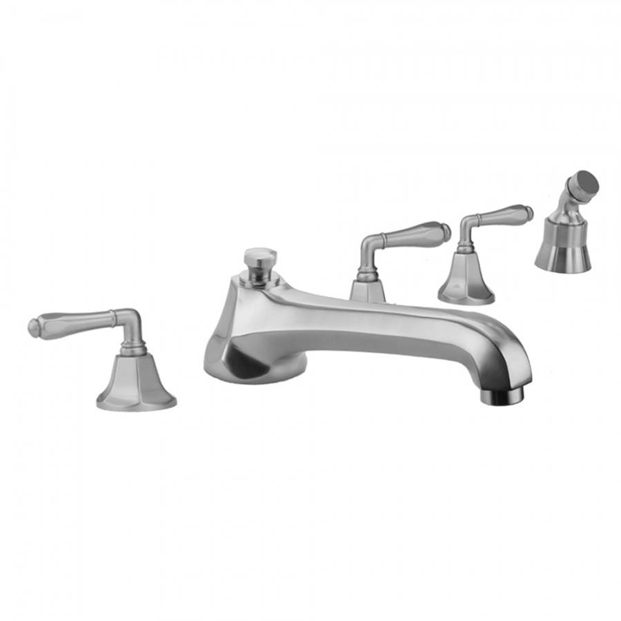 Jaclo Astor Roman Tub Set with Low Spout and Smooth Lever Handles and Angled Handshower Mount