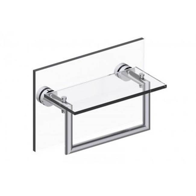 Kartners OSLO - 10-inch Glass Shelf with Towel Rail Through Glass-Antique Nickel