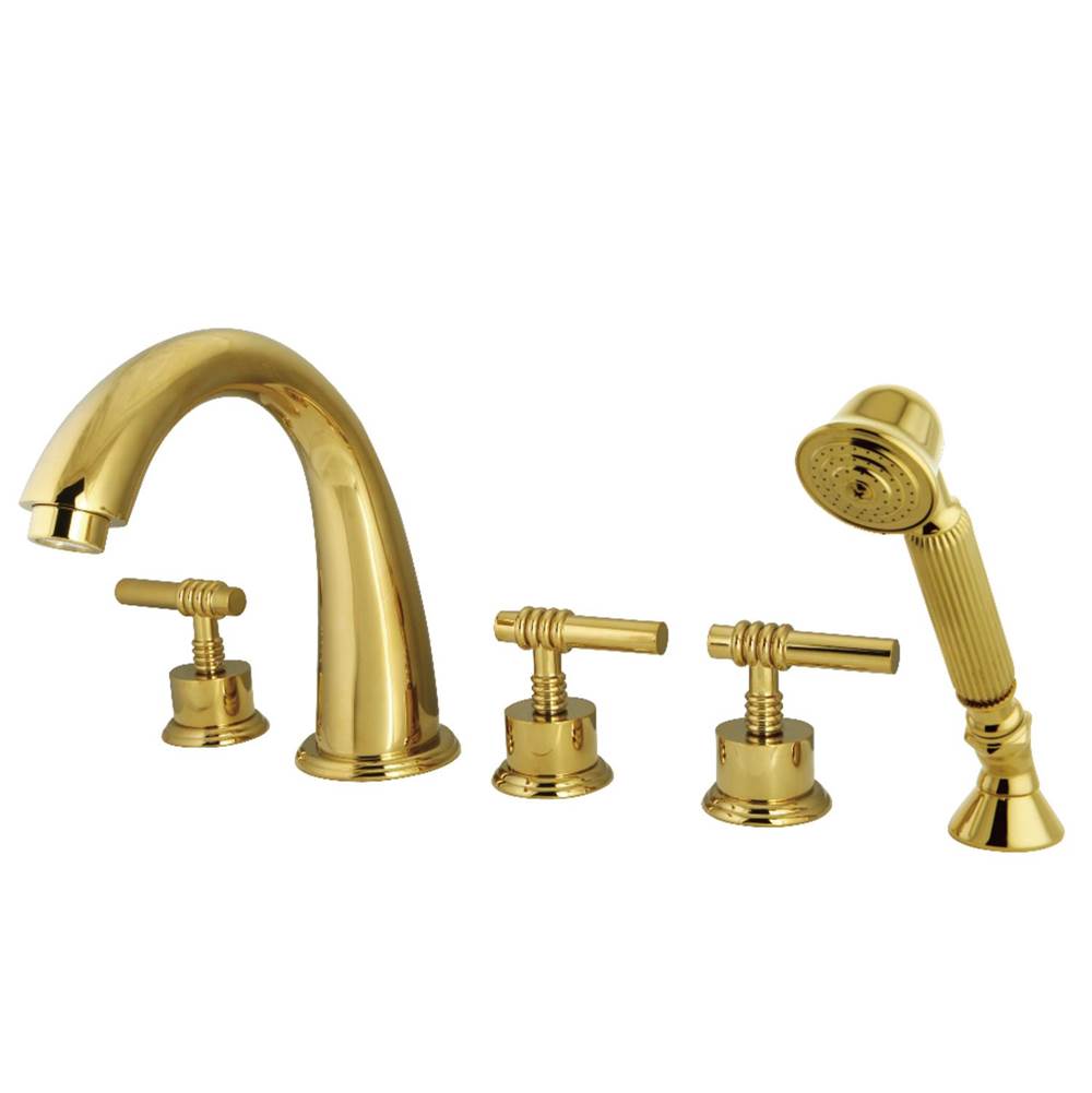 Kingston Brass Manhattan Roman Tub Faucet with Hand Shower, Polished Brass