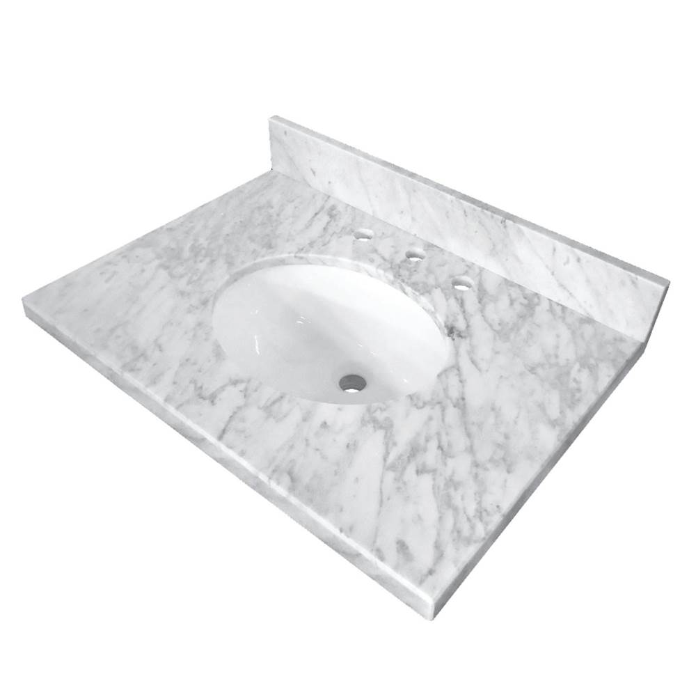 Kingston Brass Fauceture Templeton 30'' x 22'' Carrara Marble Vanity Top with Oval Sink, Carrara Marble