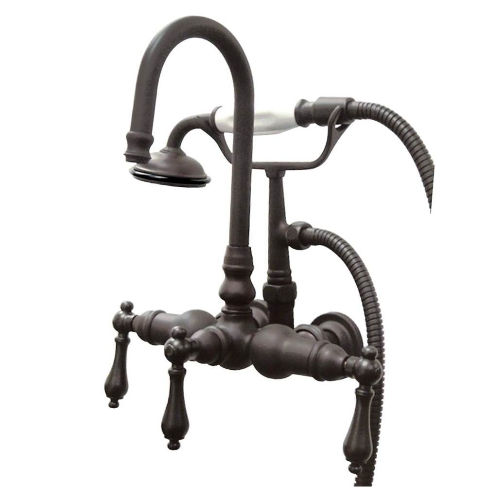 Kingston Brass Vintage 3-3/8'' Wall Mount Tub Faucet with Hand Shower, Oil Rubbed Bronze