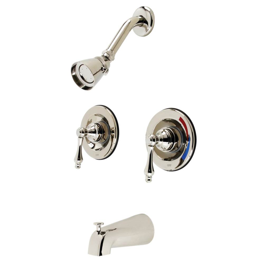 Kingston Brass Vintage Twin Handles Tub Shower Faucet, Polished Nickel