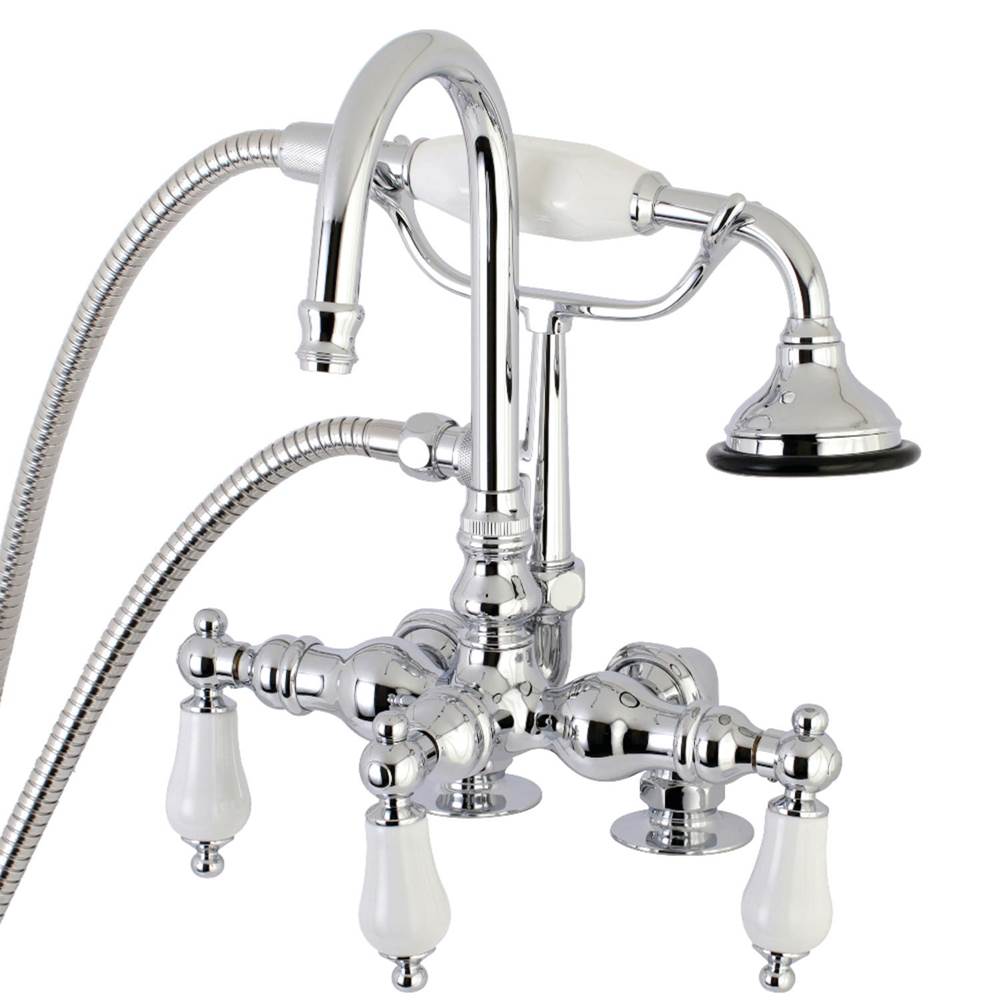 Kingston Brass Aqua Vintage Clawfoot Tub Faucet with Hand Shower, Polished Chrome