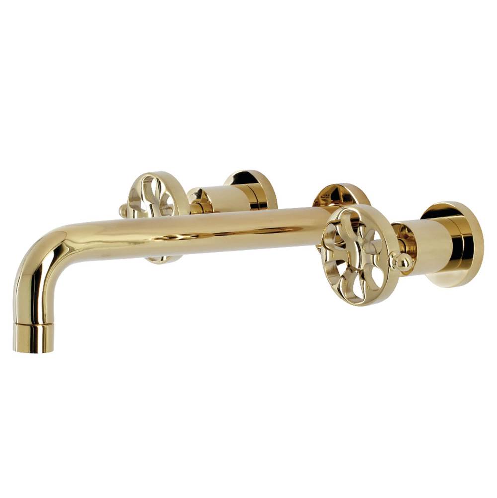 Kingston Brass Belknap Two-Handle Wall Mount Tub Faucet, Polished Brass