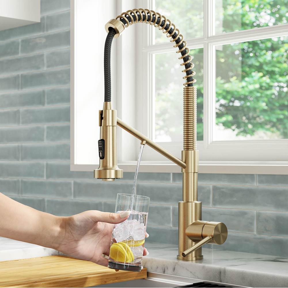 Kraus Bolden 2-in-1 Style Pull-Down Single Handle Kitchen Faucet for Reverse Osmosis or Water Filtration System, Spot Free Antique Champagne Bronze