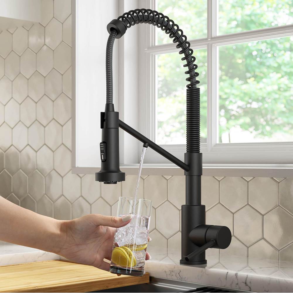 Kraus Bolden 2-in-1 Commercial Style Pull-Down Single Handle Water Filter Kitchen Faucet for Reverse Osmosis or Water Filtration System in Matte Black