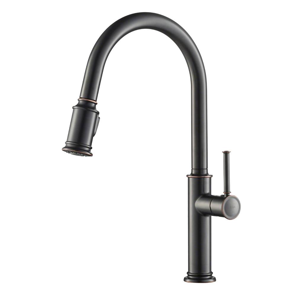 Kraus Sellette Single Handle Pull Down Kitchen Faucet with Dual Function Sprayhead in Oil Rubbed Bronze Finish