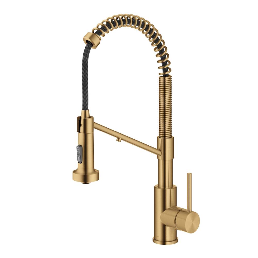 Kraus Bolden 2 In 1 Commercial Style Pull Down Single Handle Water Filter Kitchen Faucet For Reverse Osmosis Or Water Filtration System In Brushed Brass