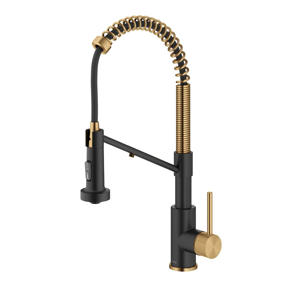 Kraus Bolden 2 In 1 Commercial Style Pull Down Single Handle Water Fltr Kitchen Faucet Reverse Osmosis, Water Filtration System, Brushed Brass, Matte Black