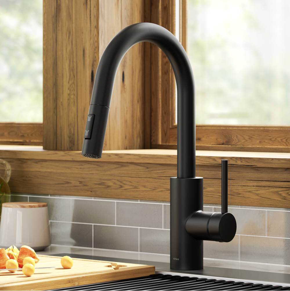 Kraus KRAUS Oletto Pull-Down Single Handle Kitchen Faucet with QuickDock Top Mount Installation Assembly in Matte Black