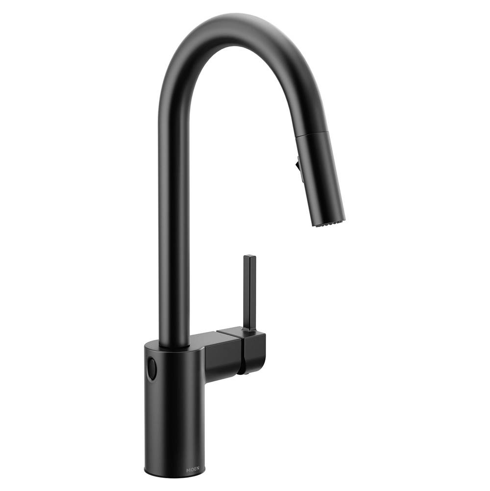 Moen Align Motionsense Wave One-Sensor Touchless One-Handle High Arc Modern Pulldown Kitchen Faucet with Reflex, Matte Black