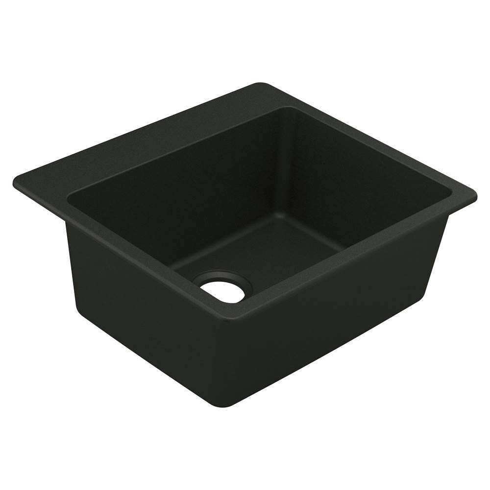 Moen 25-Inch Wide x 9.5-Inch Deep Dual Mount Granite Single Bowl Kitchen or Bar Sink, Black