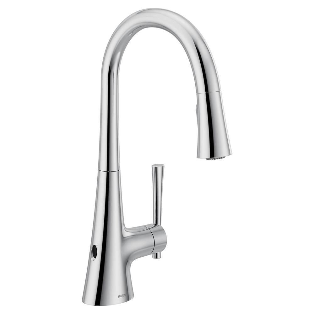 Moen KURV Touchless 1-Handle Pull-Down Sprayer Kitchen Faucet with MotionSense Wave and Power Clean in Chrome
