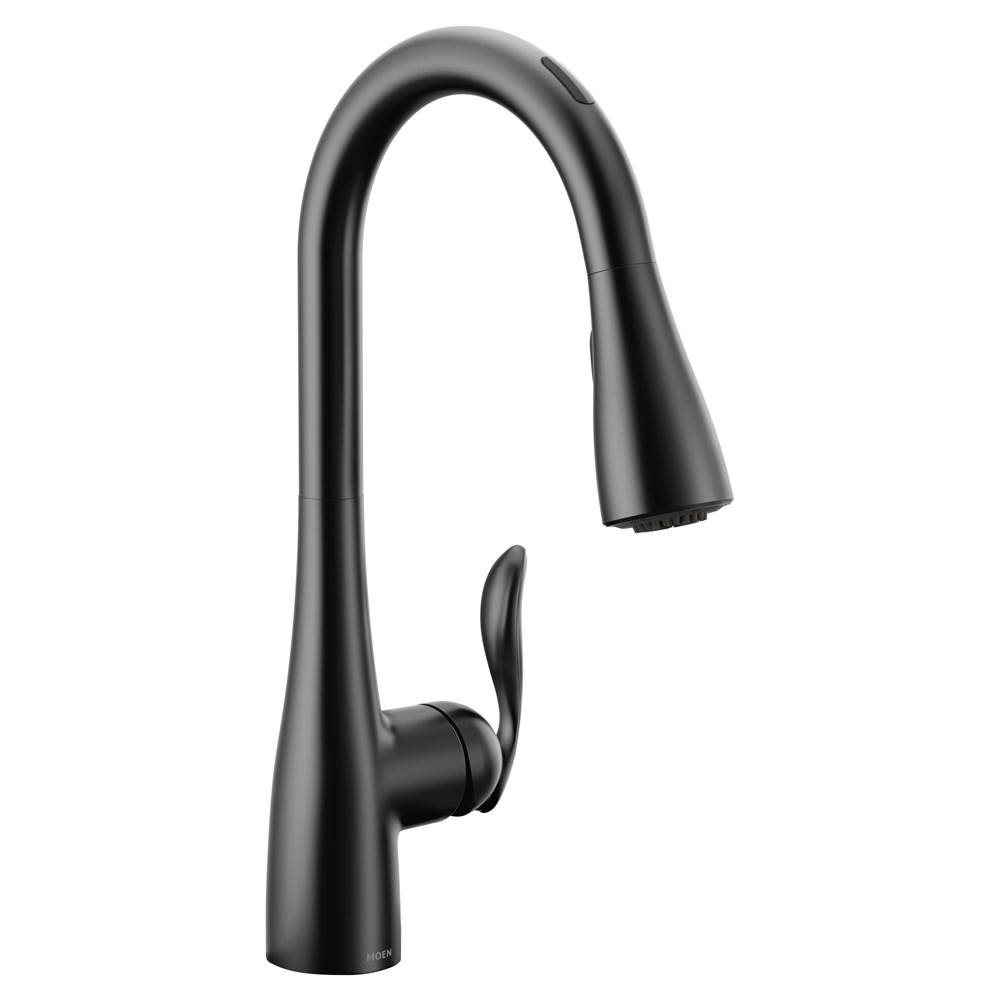 Moen Arbor Smart Faucet Touchless Pull Down Sprayer Kitchen Faucet with Voice Control and Power Boost, Matte Black