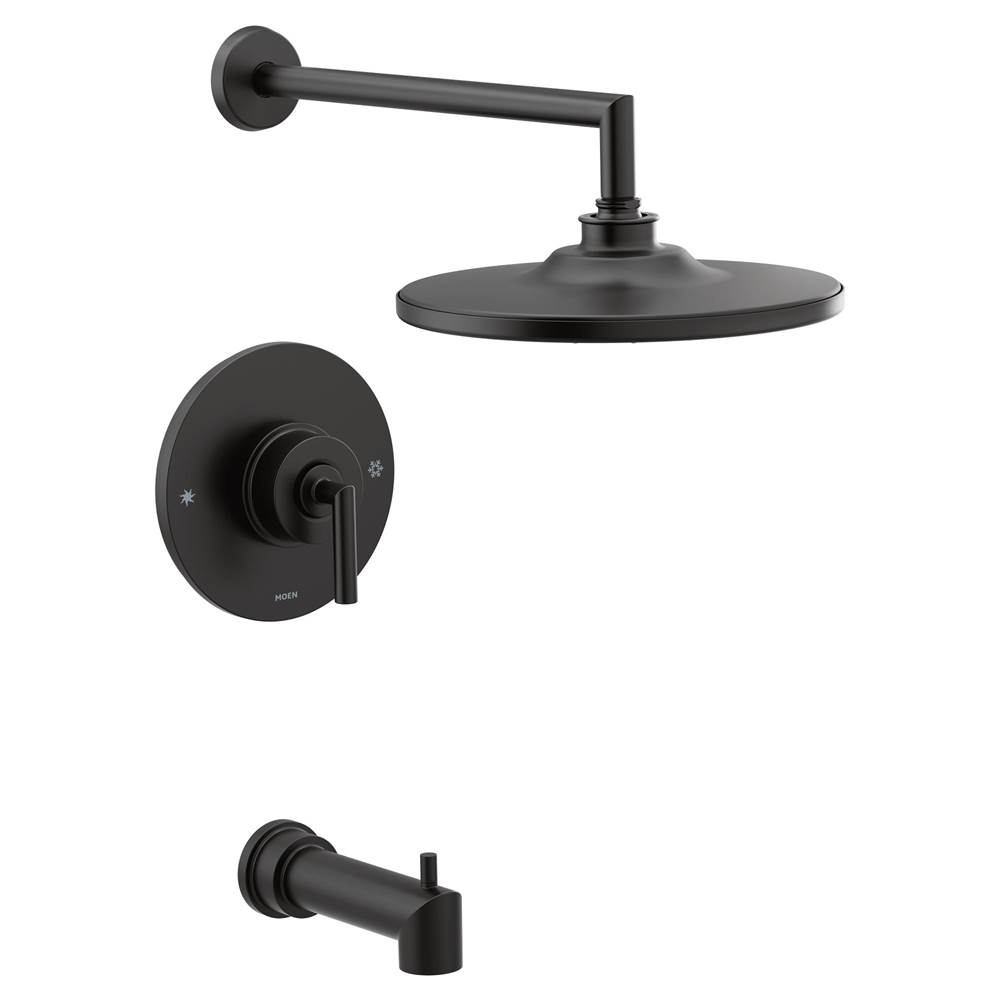 Moen Arris Posi-Temp 1-Handle 1-Spray Eco-Performance Tub and Shower Faucet Trim Kit in Matte Black (Valve Not Include