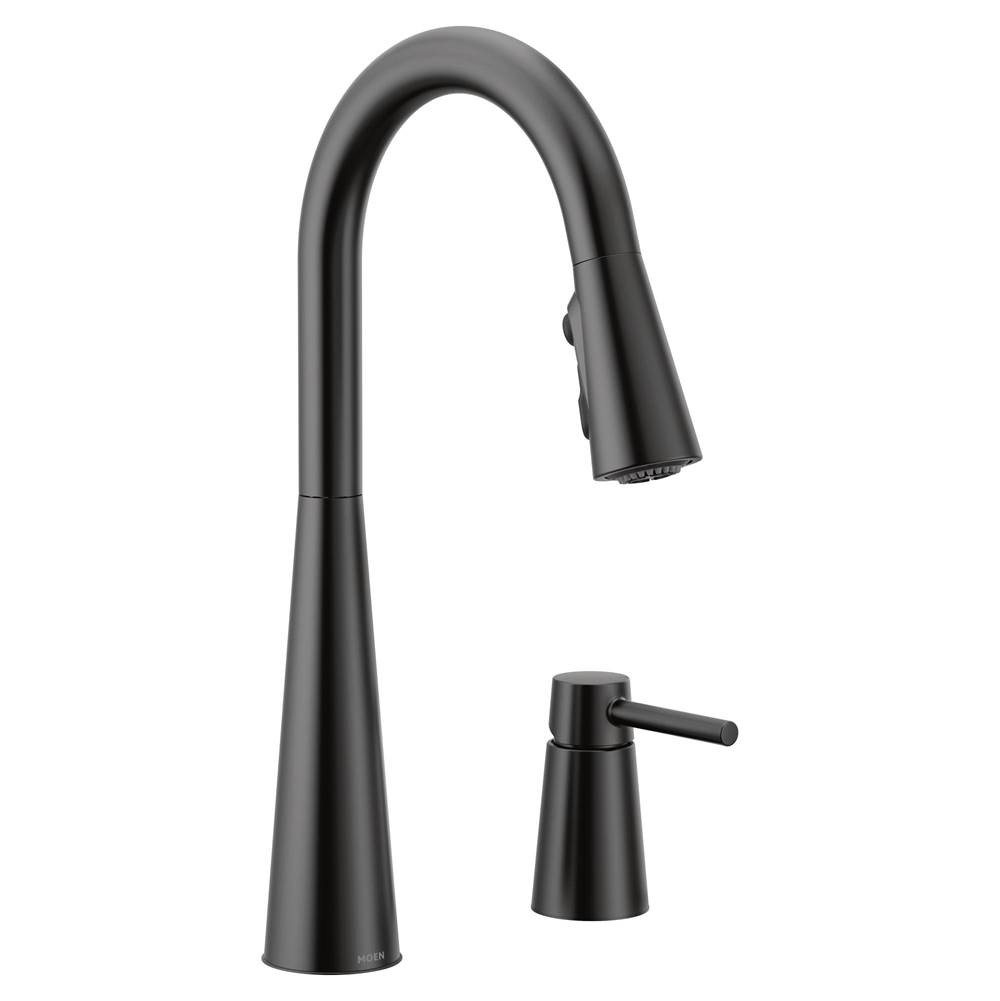 Moen Sleek Single-Handle Standard Kitchen Faucet with Side Sprayer in Matte Black