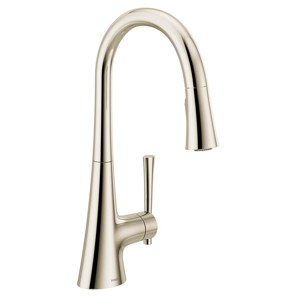 Moen KURV Single-Handle Pull-Down Sprayer Kitchen Faucet with Reflex and Power Boost in Polished Nickel