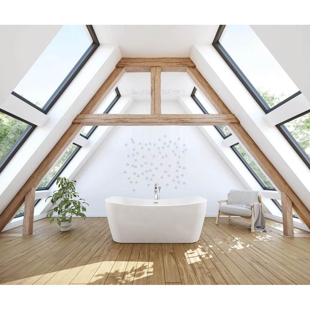 Maax Villi 65 x 32 Acrylic Freestanding Center Drain Bathtub in White with White Skirt