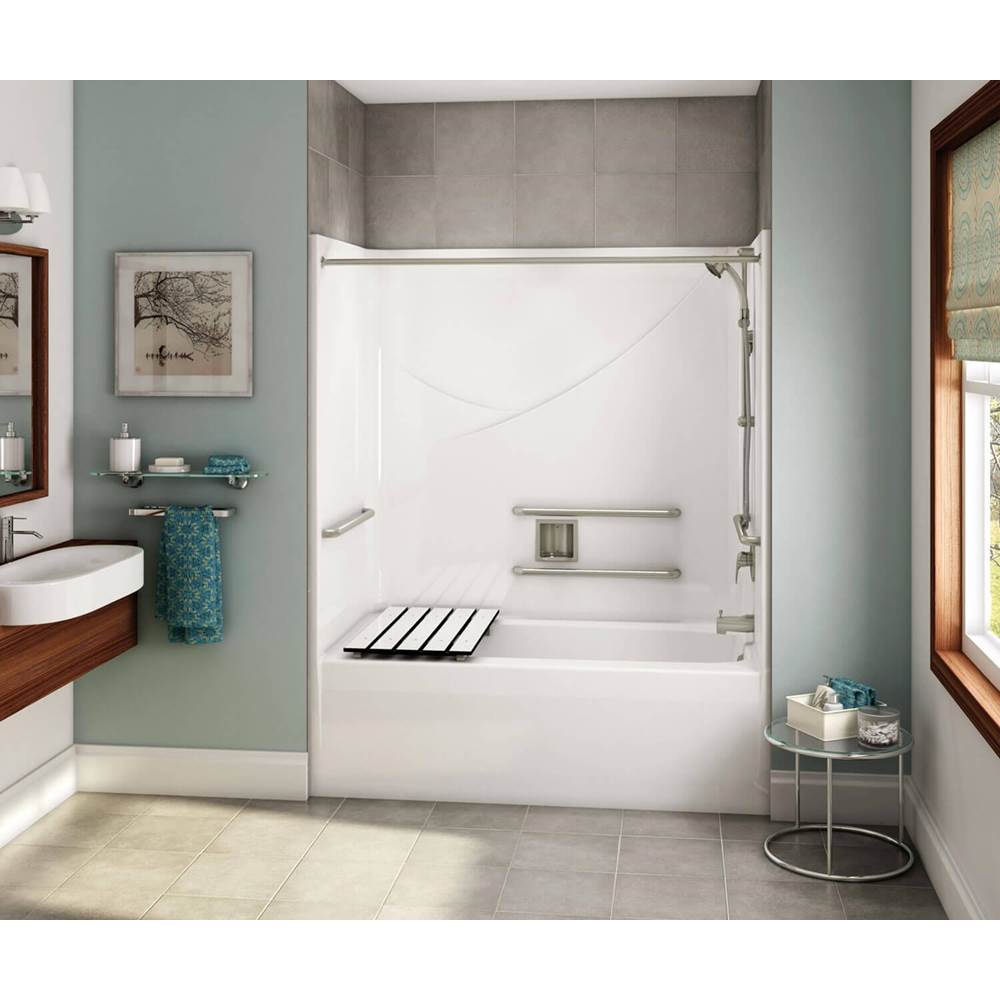 Maax OPTS-6032 - ADA Compliant AcrylX Alcove Left-Hand Drain One-Piece Tub Shower in White