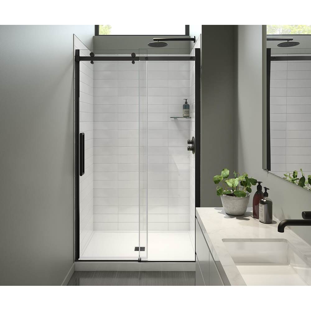 Maax Halo Pro 44 1/2-47 x 78 3/4 in. 8mm Sliding Shower Door for Alcove Installation with Clear glass in Matte Black