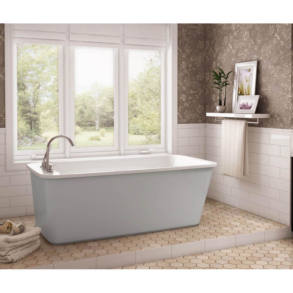 Maax Lounge AcrylX Freestanding End Drain Bathtub in White with Sterling Silver Skirt