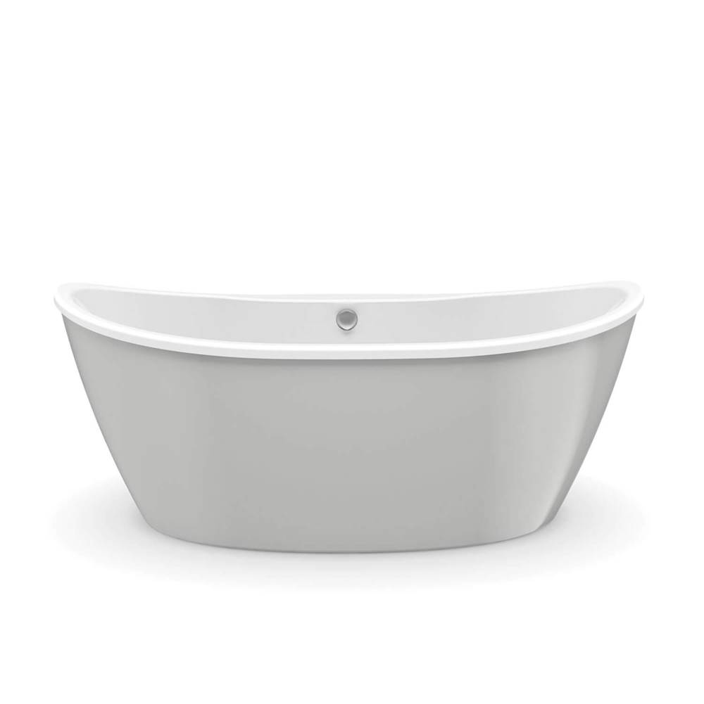Maax Delsia 6636 AcrylX Freestanding Center Drain Bathtub in White with Sterling Silver Skirt
