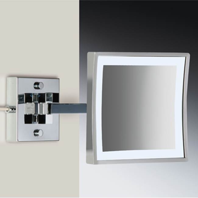 Nameeks Square Wall Mounted LED Brass 3x Magnifying Mirror