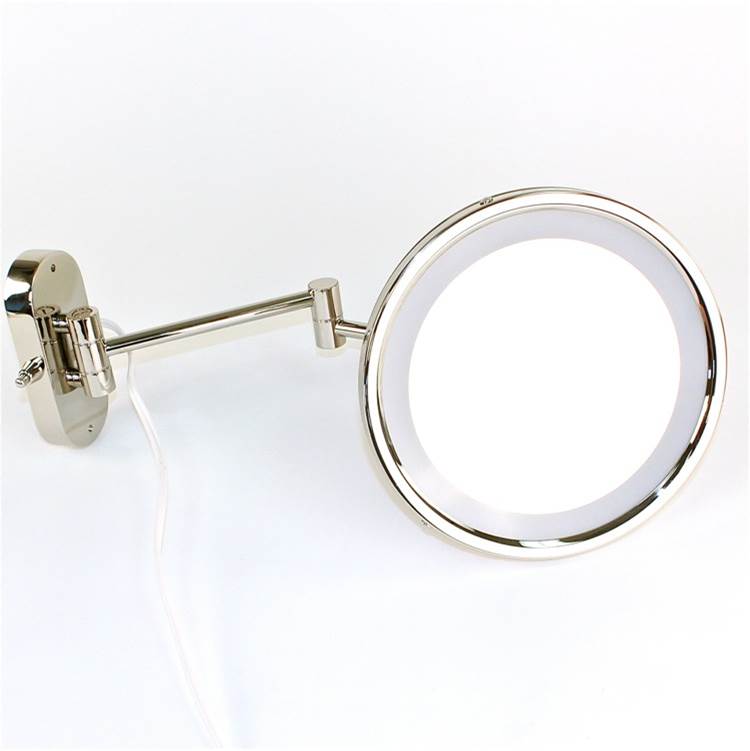 Nameeks Wall Mounted Lighted Hardwired 3x Brass Magnifying Mirror