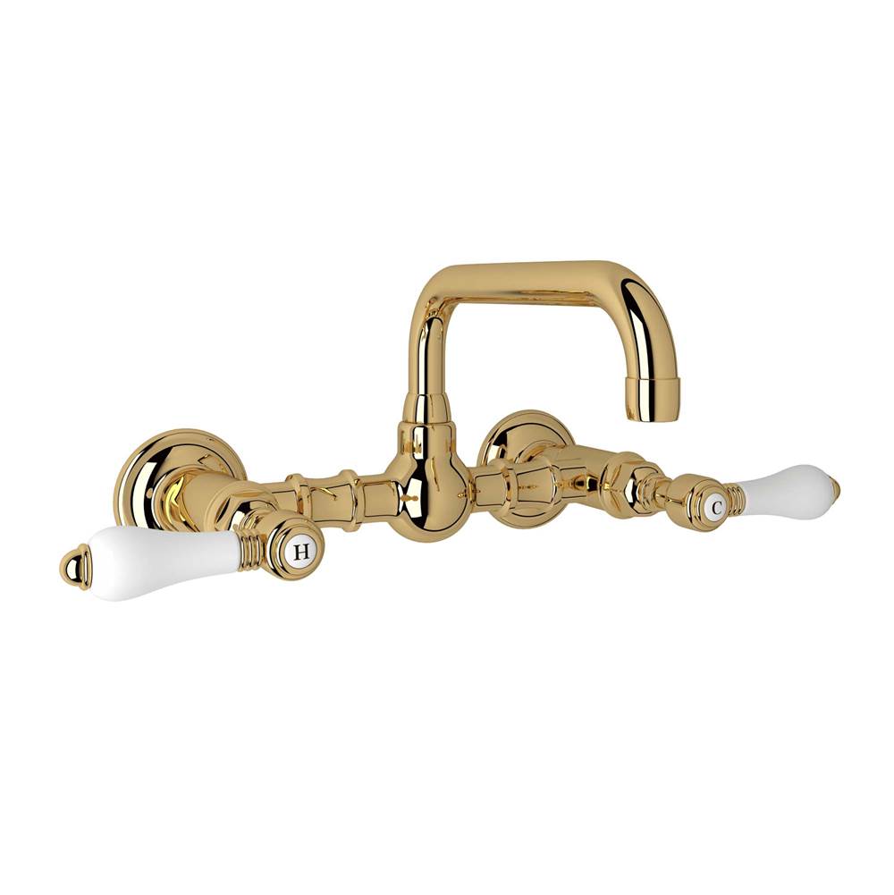 Kingston Brass KS7123TAL Tudor 8-Inch Center Wall Mount Bathroom Faucet Vintage Brass 