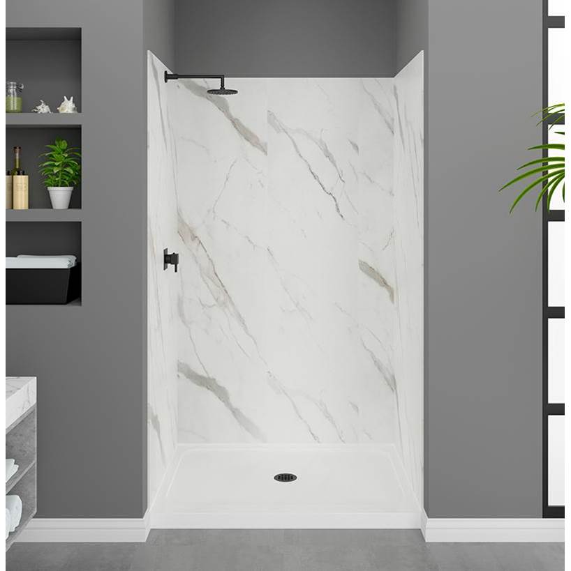 Therma-Glass Modena Shower Wall - 60x36x80 - Carrara White Tile