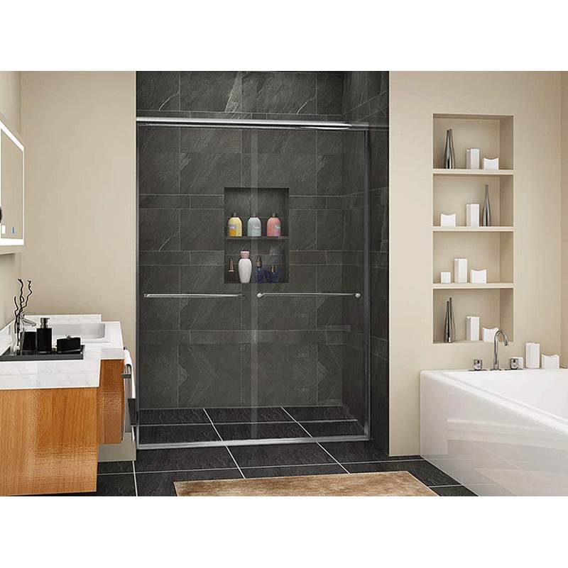 Therma-Glass Rainier Deluxe Sliding Shower Door 1/4'' Clear - Brushed Nickel