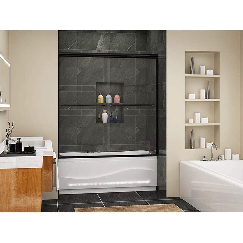 Therma-Glass Rainier Deluxe Sliding Shower Tub Door 1/4'' Clear- Matte Black