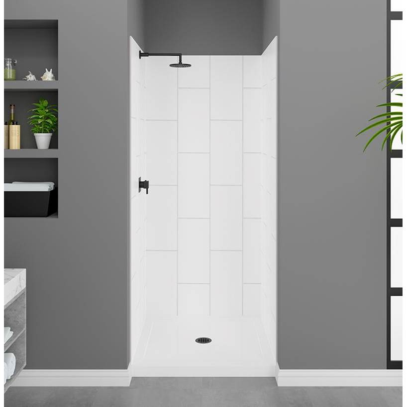 Therma-Glass Modena Shower Wall - 36x36x80 - Winter White Tile