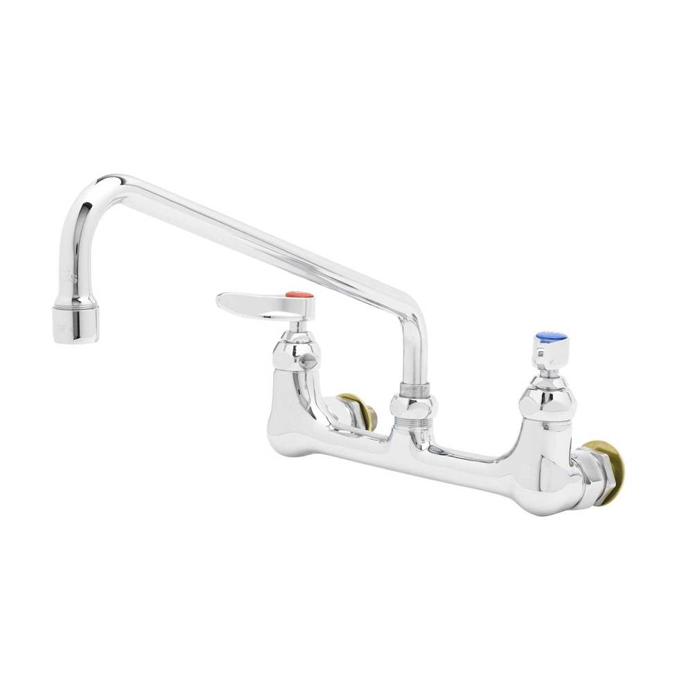 T&S Brass Double Pantry Faucet, Wall Mount, 8'' Center, 12'' Swing Nozzle (062X), 1/2''NPT Male Inlets